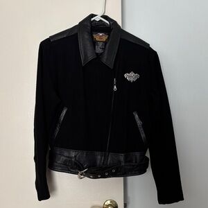 Harley-Davidson Black Women’s Mixed-Media Jacket with Leather Trim